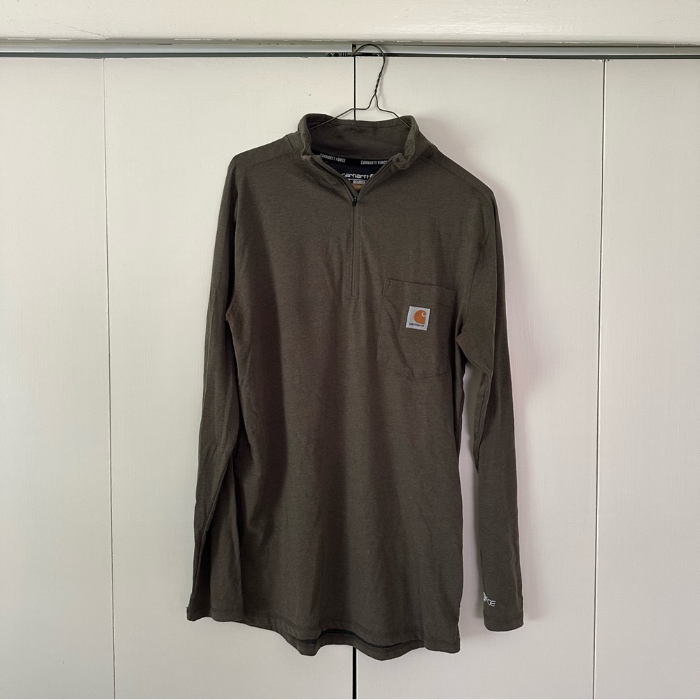 Carhartt Olive Green Relaxed-Fit Quarter-Zip Pullover